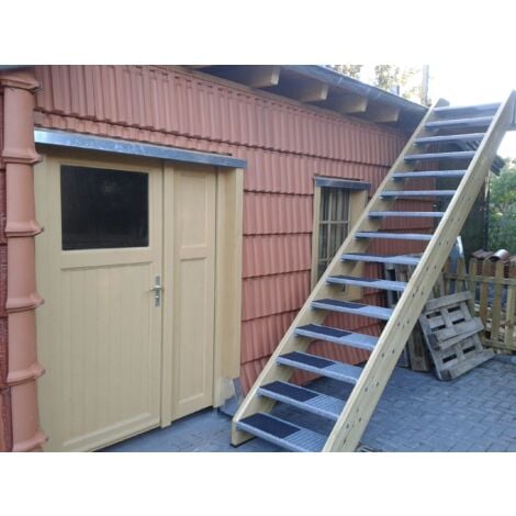 marche d'escalier en caillebotis galvanisé 800x270mm maille 30/30 antidérapant