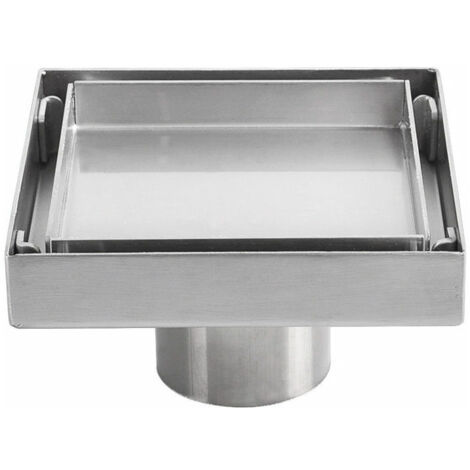 Siphon de sol invisible en acier inoxydable 304 drain de sol déodorant épaissi carré 1010cm