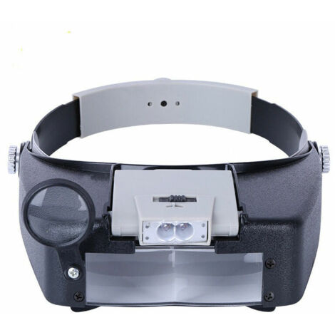 Bandeau Loupe Horloger Mains Libres Loupe avec Lumière Casque Loupe Grossissante avec LED Lumière, pour Horloger, Bijoutier, Lecture