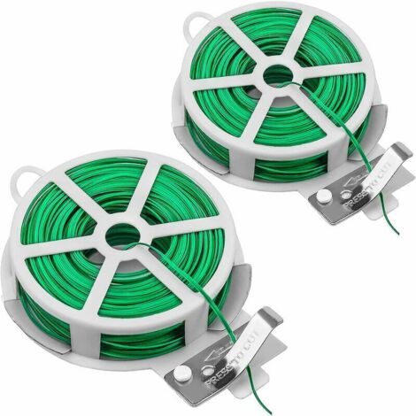 2 Rouleaux Fil Jardinage Vert avec Coupe Fil de Fer Plastifie Attaches de Fil de Jardin Attache Plante pour Organisation de Jardinage à Domicile, (1/5)