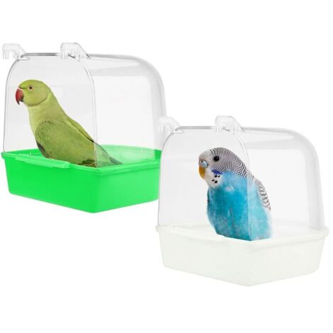 2PCS Baignoire pour Oiseaux,Baignoire Bird Bain D'oiseau Cage Baignoire Oiseaux Baignoire Suspendue avec Crochets Fournitures de Cage à Oiseaux pour Oiseaux Canaries Budgies et Perroquet (1/5)
