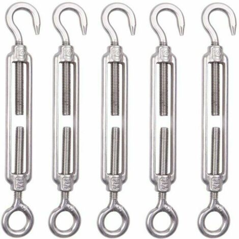 Lot de 5 tends de câble en acier inoxydable M6 6 mm tend de clôture crochet tend en acier inoxydable 304 tend de filet réglable pour corde câble corde à linge clôture de jardin, Superma (1/5)