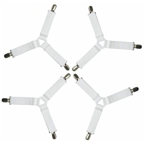 4Pcs Triangle Tend Drap Housse Lit Drap Réglable,Tends de Maintien,Convient à Tous Lits et Matelas,Blanc,- Lefou (1/5)