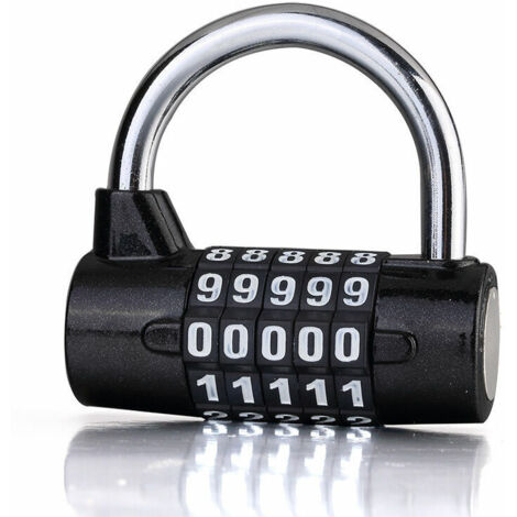Cadenas à Combinaison - Cadenas de Sécurité de Conception Spéciale avec Alliage de Zinc - Cadenas à Code de Valise Absolument Sûr avec 5 Lettres - Cadenas Réinitialisable Portable Noir pour Casiers de (1/5)