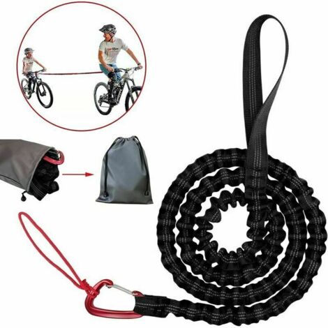 Corde de remorquage VTT pour enfants, corde élastique pour enfants, corde de remorquage parent-enfant, la corde de remorquage noire pour vélos, vélos, vélos électriques (1/5)