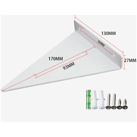 Étagère, étagère murale en métal, étagère flottante, étagère triangulaire invisible avec vis, convient pour le salon, la chambre à coucher, la décoration de la salle de bain 2pcs(blanc 130 x 170 mm) (1/5)