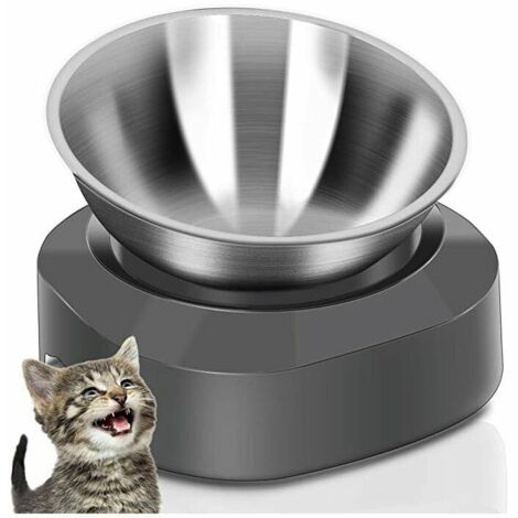 Gamelle surélevée pour chat Gamelle pour chat en acier inoxydable Anti-vomissement surélevé avec support Gamelle pour chaton Gamelle simple (1/5)
