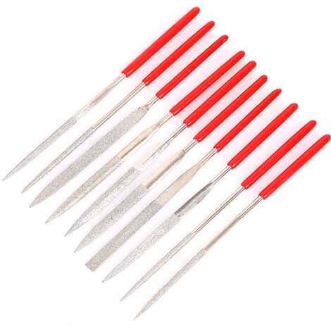10Pcs Mini Limes a Aiguilles en Diamantée pour Manuels Modelisme Menuiserie Polissage pour Bois Bijoux Bricolage Métal (1/5)