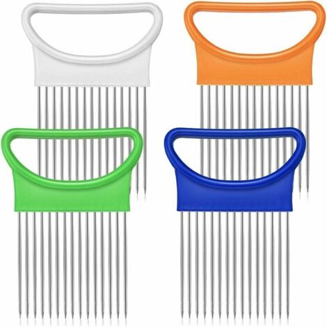 4 Pièces en Acier Inoxydable Oignon Trancheuse Légumes Tomate Titulaire Trancheuse Cutter pour Cuisine Travaill Sécurité Cuisson Outils, 4 Couls (1/5)