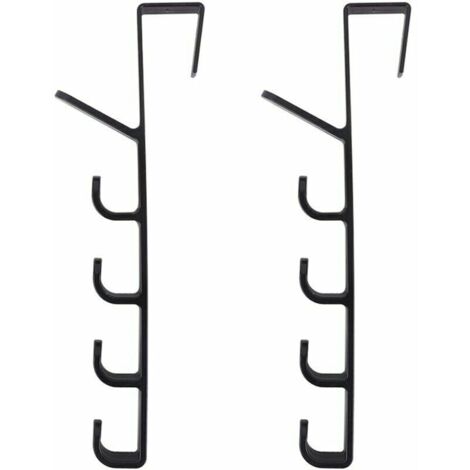 Accessoires de cuisine pour la maison Crochet de porte Porte-cintre arrière en plastique polyvalent portable - Noir (1/5)