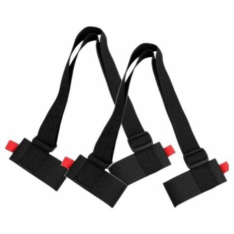 2PCS Sangle de Transport de Ski Portable Bandoulière Réglable de Ski en Nylon Stra de Ski Ceinture à Poignée Double pour Skis et Pôles