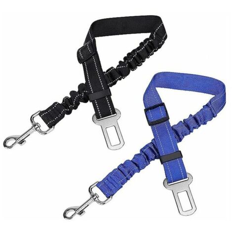 Ceinture de sécurité pour chien de voiture, harnais de sécurité de qualité supérie avec absorption des chocs et mousqueton élastique réglable, lot de 2 clips de laisse de voiture pour tous les chie (1/5)