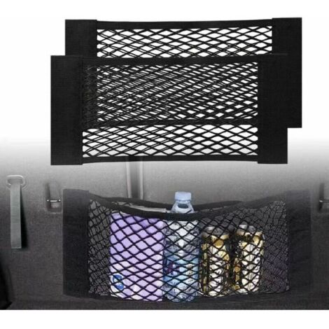 Paquet de 2 5525 cm sac de rangement en maille organisat coffre de voiture Shopping siège maille sac protect panneau universel pour voiture SUV camion (1/5)
