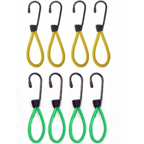 Tends Elastique avec Crochets，Tend Elastique，Mini Tend Elastique，8 Pièces，Jaune et Vert，Convient pour Le Chargement, Le Camping, Les Bâches, Etc. (1/5)