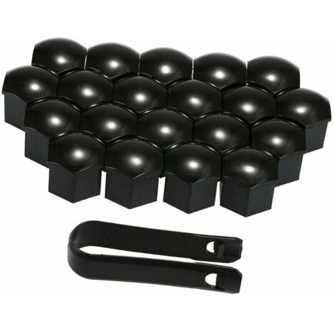Lot de 20 caches écrous de roue universels 21 mm cache écrou de roue cache vis protection noir