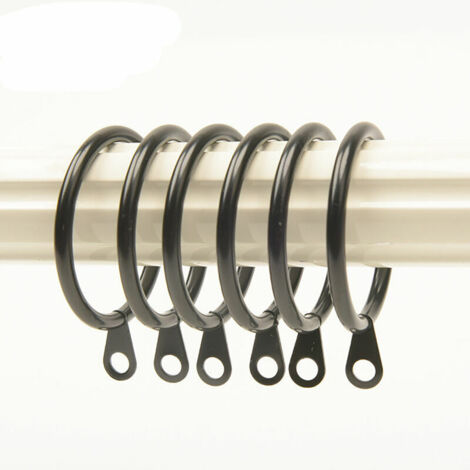 Lot de 20 anneaux de rideau de douche pour tringle de fenêtre de douche de salle de bain (noir) (1/5)