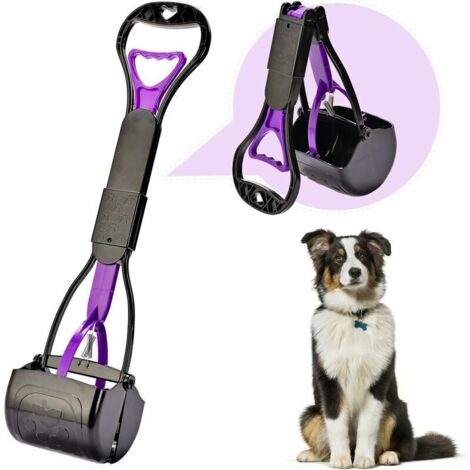 Pets Pooper Scooper pour grands et moyens petits chiens Poignée pliable portable Ramassage des déchets pour animaux de compagnie Violet Noir - Mise à jour 2021 (1/5)