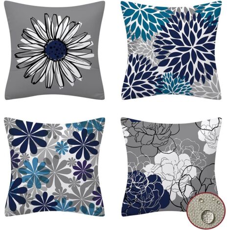 Housse de coussin décorative 4 pièces, taie d'oreiller double face 45x45 cm (1/5)