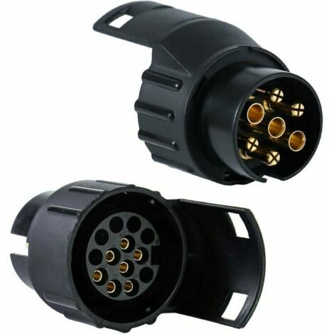 Adaptat de prise de remorque 12 V 13 à 7 broches prise de voiture camion attelage de remorquage adaptat de convertiss de prise de remorquage avec couvercle (1/5)