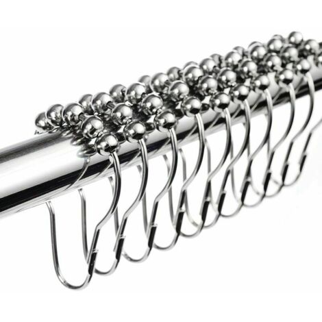 Lot de 12 anneaux de rideau de douche coulissants en acier inoxydable 12 crochets individuels 65 mm x 35 mm (1/5)