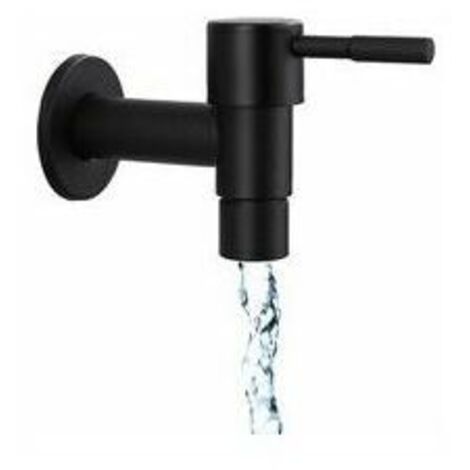Robinet d'évier de cuisine noir rapide simple robinet froid salle de bain en acier inoxydable robinet extéri robinet de jardin robinet de machine à laver murale pour l'utilisation de l'espace de cu (1/4)