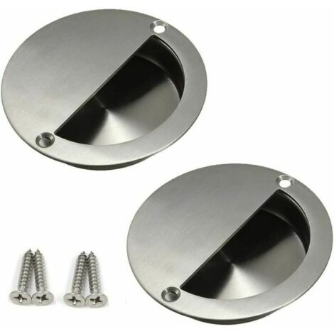 Packs poignées de porte coulissantes roulées, poignée ronde en acier inoxydable de 90 mm sur pince à doigt ronde avec vis de montage (1/5)