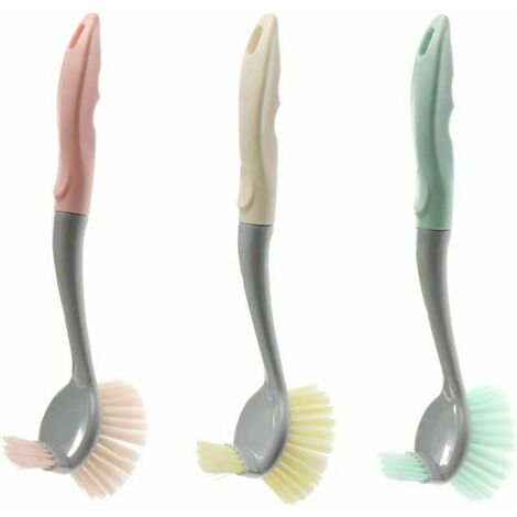 pièces brosse de cuisine à long manche double face évier brosse de salle de bain brosse de nettoyage de cuisine ensemble de vaisselle brosse casserole poêle en fonte cuisinière (1/5)