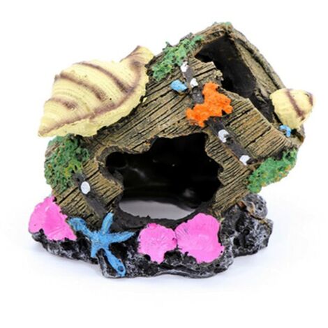 Aquarium Ornement Vue sur Rocheux sous Forme de Cave avec de l'herbe Verte pour Cacher Les crevettes et Les Poissons Paysage Roche Cacher Arbre De Grotte Aquarium Décoration (1/5)