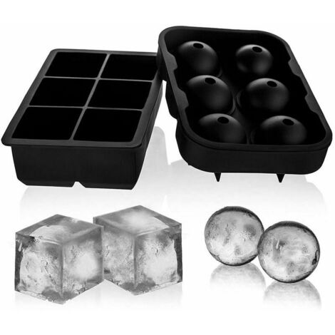 Moule en silicone Combo - Ensemble de 2 machines à boules de crème glacée sphériques avec couvercles et grands moules carrés, réutilisables et sans BPA (1/5)
