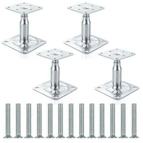 Support de colonne galvanisé réglable de 100 à 150 mm, support de toit de construction robuste - Lot de 4 (1/4)