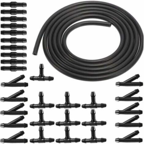 Kit de réparation de tuyau de liquide de lave-glace noir de 3 m, tuyau de système de lave-glace, tuyau automobile, tuyau isolant, tuyau de système de lave-glace universel avec connecteur de tuyau de 3 (1/4)