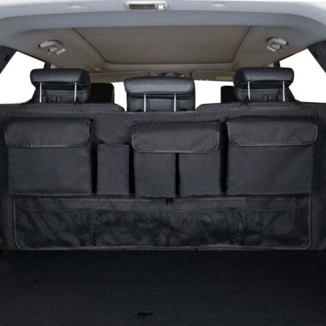 Organisateur Voiture 9 Poches avec 3 Sangles de Réglage Fixes Rangement Coffre de Voiture Multipurpose Pliables Sac de Rangement Voiture pour SUV et de Nombreux Véhicules (1/4)