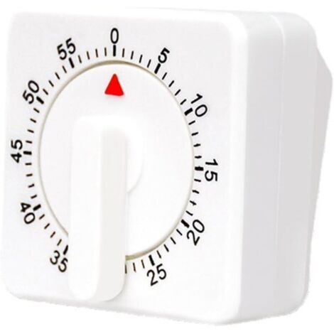 Horloge de cuisine mécanique de 60 minutes, minuteur visuel carré blanc avec alarme forte - Blanc (1/4)