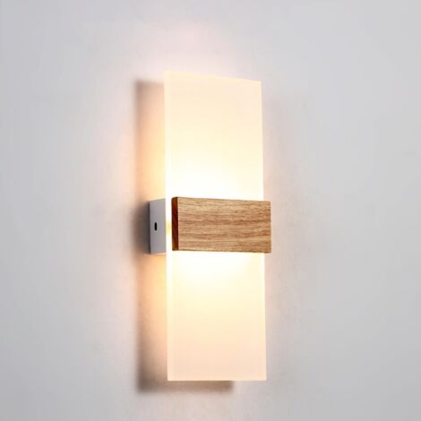 Applique murale intérieure LED, applique carrée en bois, applique moderne 6W