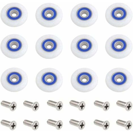 Roulette Porte Douche 12 Pièces 27mm Roulettes pour Porte de Douche Roulette Porte Douche Roues Roulettes de Rechange Roulette Porte Roulette de Douche pour Porte de Douche avec Des Vis (1/4)
