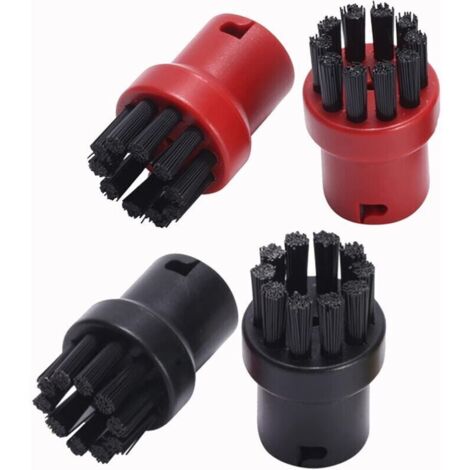 Lot de brosses à poils de buse à main Brosses de nettoyage rondes de remplacement pour Karcher SC1 SC2 SC3 SC4 SC5 Accessoires de nettoyeur vapeur (rouge + noir) (1/4)