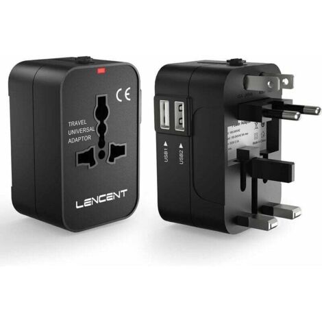 Adaptateur de Voyage, Adaptateur Universel Prises Anglaise/Europe/Americaine/Australie Prises de Voyage Internationale avec 2 Prise électrique USB pour Plus de 200 Pays (1/4)