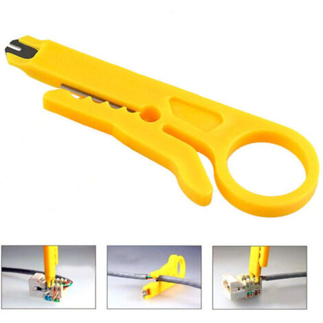 Dénudeur de fil 20pcs, dénudeur de fil trou, petit dénudeur de fil, outil de dénudage simple, pince à sertir de fil de filet, petit perforateur de fil de couteau jaune multifonctionnel. (1/4)