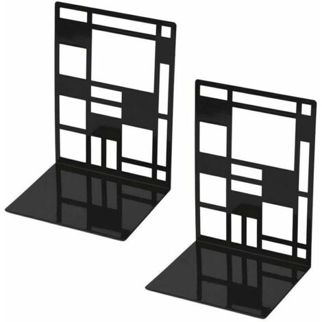 Ensemble de serre-livres, serre-livres en métal, serre-livres noirs, serre-livres design, étagère à base antidérapante pour enfants, bureau, école, salon, librairie et bibliothèque (1/4)