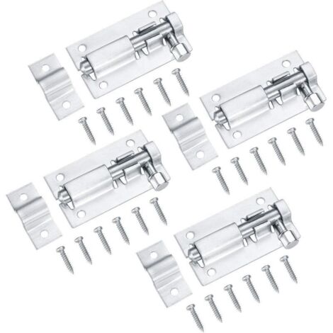 4 Pcs Verrou de Porte, Loquet Porte Coulissante, Serrure Porte Coulissante, Serrure de Porte, Boulons de Verrouillage de Porte, Targette en Acier Inoxydable pour Chambre Toilettes - 2 Pouces (1/4)