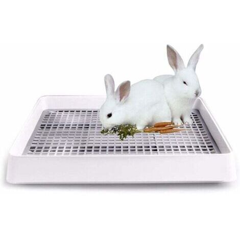 SABIR Bac à litière extra large pour lapin et chat Dimensions 38,3 x 30,9 x 6,5 cm Plastique PP durable Conception peu encombrante (1/5)