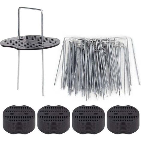 SABIR 50 Piquets De Jardin Ave Rondelles, Piquets De Fixation en Acier Galvanisé pour Baches Agraphes De Fixation De Toile De Paillage Piquets Galvanisé (1/4)