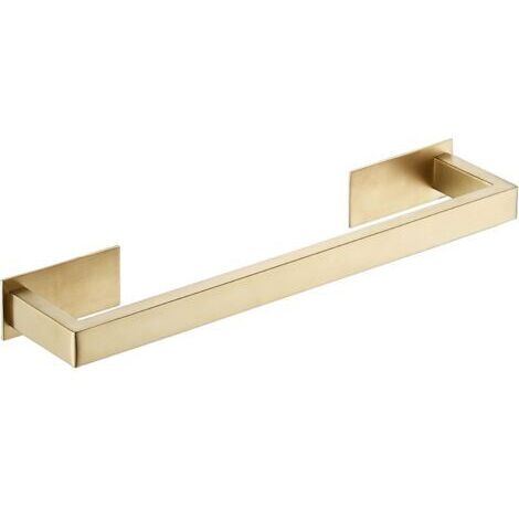 SABIR (35,5 cm)Porte-Serviettes Autocollant en Acier Inoxydable pour Salle de Bain avec Barre Simple Motif carré Doré brossé (1/5)