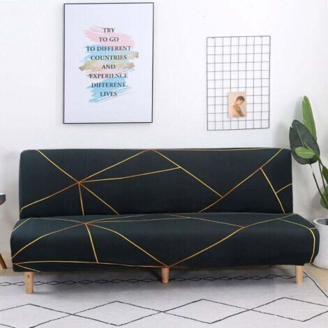 SABIR Housse de canapé extensible sans accoudoir Polyester et spandex Ajustement élastique Lavable en machine Pour canapé-lit 180-220cm (1/4)