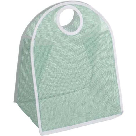 SABIR Panier à linge, sac de blanchisserie en nylon pliable, panier de vêtements sales, panier à linge portable (Vert) (1/4)