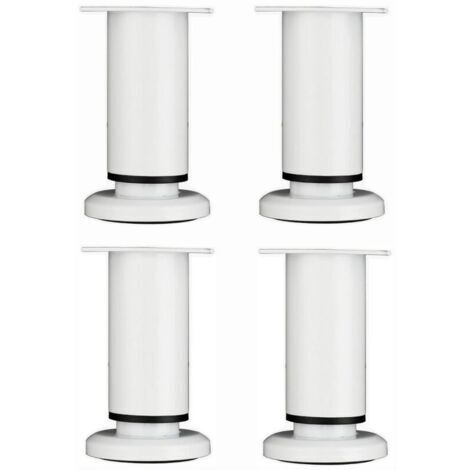 SABIR 4 Pièces Pieds de Meubles Réglables 12cm Blanc Jambe de Table Rond en Métal pour Canapé Armoire Lit avec Vis (1/5)