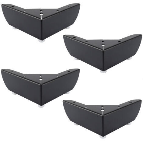SABIR Lot de 4 pieds de meubles en métal noir, 55 mm, adaptés aux armoires de table basse, lits, canapés, silencieux et antidérapants (1/5)