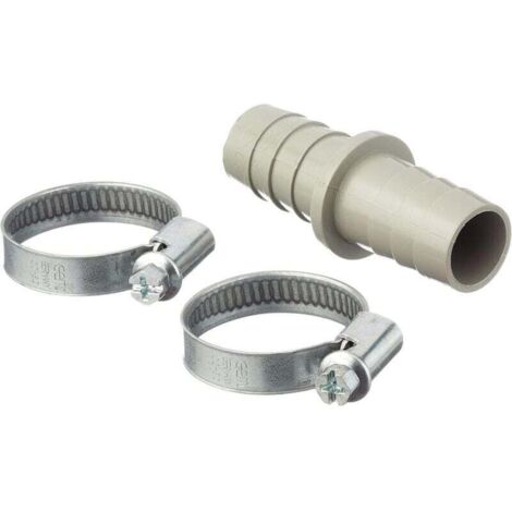 SABIR Raccord pour tuyaux d' écoulement (pour tuyaux de lavage et de vidange pour lave-vaisselle, comprenant 2 colliers de serrage, raccord pour tuyau de vidange) Argent, Droit (1/4)