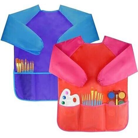 SABIR Tabliers Peinture Blouse Tablier Manches Longues Enfant 3-5 ans 2Pcs (1/5)