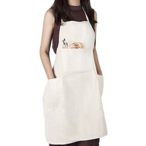 SABIR Tablier Toile pour adulte Peinture Vêtements 3 poches, 77 cm naturelle par 66 cm (1/5)